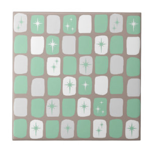 Carreau En Céramique Rétro tuile de Starbursts de jade