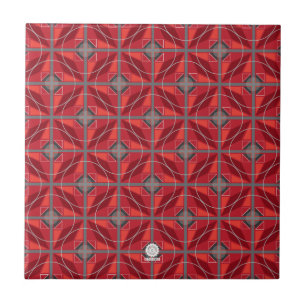 Carreau En Céramique Rétros cercles 60s originaux et diamants rouges