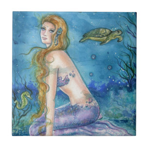 Carreau En Céramique Rêver sur les marées aquamarines par Renee Lavoie