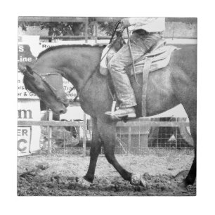Carreau En Céramique Rodeo Horse Chauffage noir et blanc
