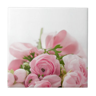 Carreau En Céramique Romantique Mariage Love Soft Rose Flower Bouquet