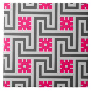 Carreau En Céramique Rose de clé grecque de Deco, gris/gris et de