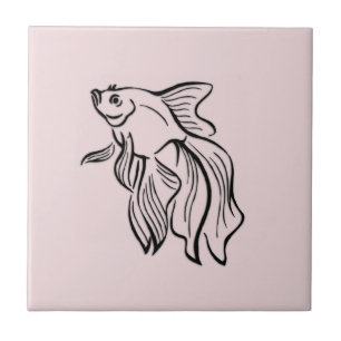 Carreau En Céramique Rose de combat siamois de poissons