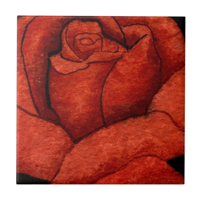 Carreau En Céramique "Rose de thé hybride rouge" Cuisine Jardin Carrela (Devant)