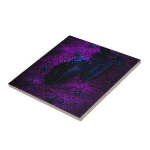 Carreau En Céramique Rose éffrayant en matière noire, araignées noires