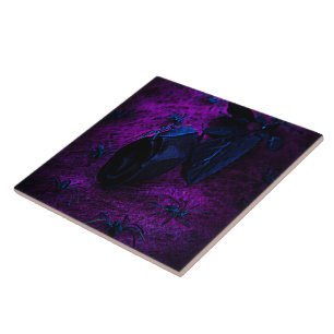 Carreau En Céramique Rose en matériau noir effrayant, araignées noires