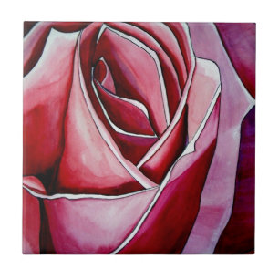 Carreau En Céramique Rose Rose macro fleurs aquarelle art abstrait