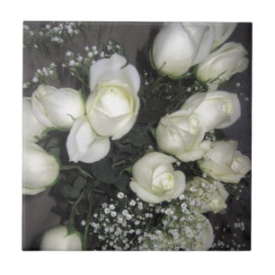 CARREAU EN CÉRAMIQUE ROSES BLANCHES