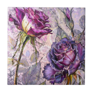Carreau en céramique Roses Violettes