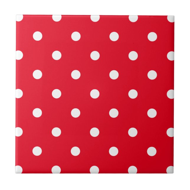 Carreau En Céramique Rouge à pois blancs (Devant)