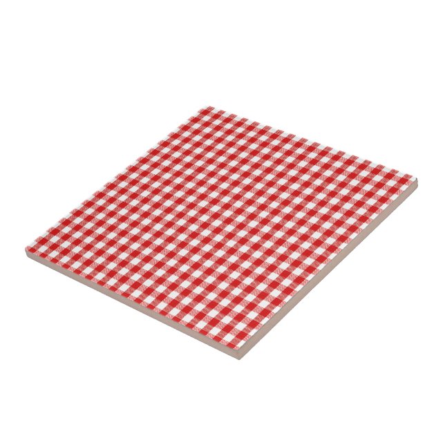 Carreau En Céramique Rouge et blanc Checkered (Côté)