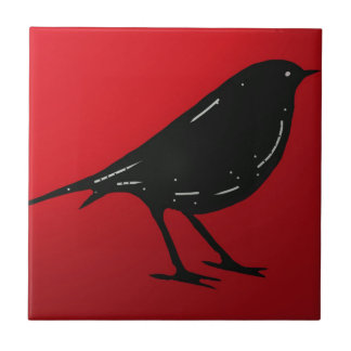 Carreau En Céramique Rouge noir d'oiseau de tuile