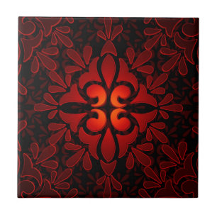 Carreau En Céramique Rouge Orange Noir Design géométrique moderne