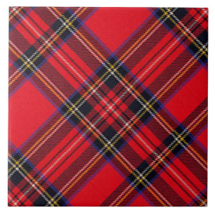 Carreau En Céramique Royal Stewart tartan rouge noir plaid