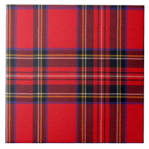 Carreau En Céramique Royal Stewart tartan rouge noir plaid