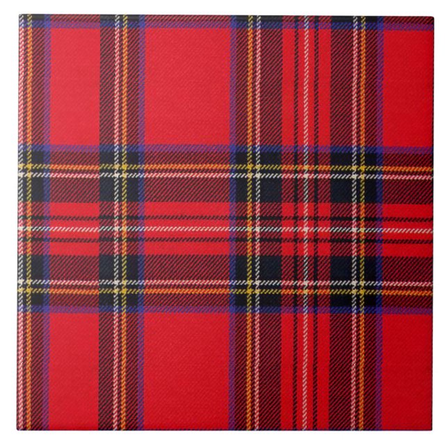 Carreau En Céramique Royal Stewart tartan rouge noir plaid (Devant)