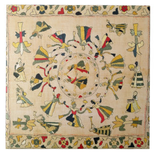 Carreau En Céramique Rumal : couverture carrée de broderie montrant le
