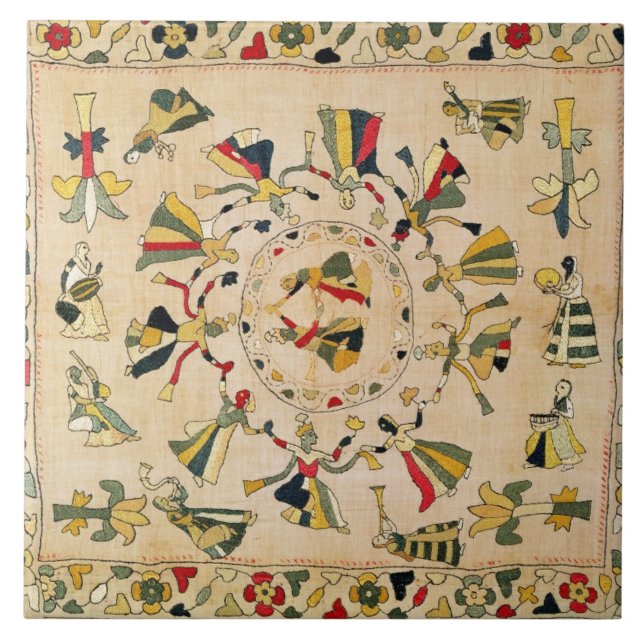 Carreau En Céramique Rumal : couverture carrée de broderie montrant le (Devant)