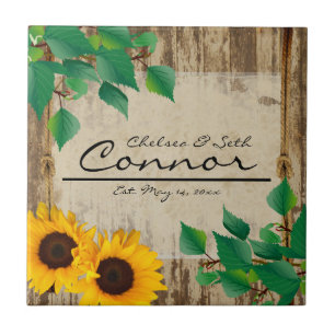 Carreau En Céramique Rustic Barn Wood Sunflower