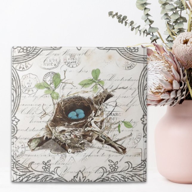 Carreau En Céramique rustique chic pays botanique nid (rustic chic french country botanical bird nest tile)