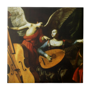 Carreau En Céramique Saint Cecilia et l'ange par Carlo Saraceni