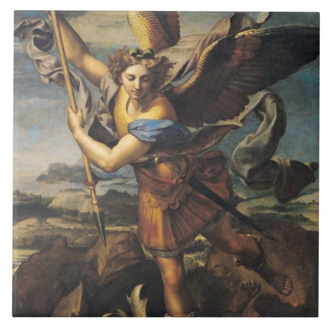 Carreau En Céramique Saint Michael écrasant le démon, 1518 (Devant)