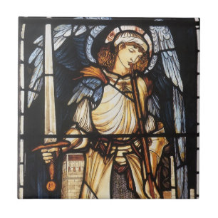 Carreau En Céramique Saint Michael par Sir Edward Coley Burne-Jones