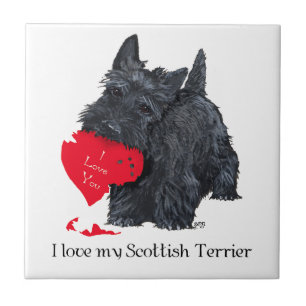 Carreau En Céramique Saint-Valentin Terrier Écossais