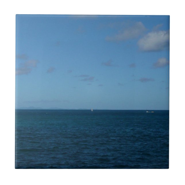 Carreau En Céramique Sainte-Lucie Horizon Océan Bleu (Devant)