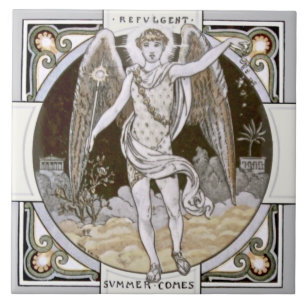 Carreau En Céramique Saison "été" de Repro au XVIIIe siècle Minton