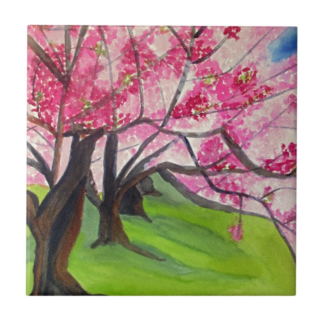 Carreau En Céramique Sakura art japonais de fleurs de cerisier (Devant)