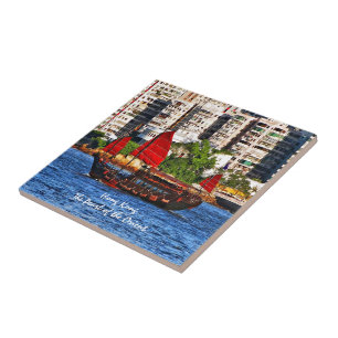 Carreau En Céramique Sampan de Hong Kong la perle de l'Orient