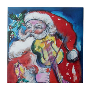 CARREAU EN CÉRAMIQUE SANTA CLAUS AVEC VIOLIN