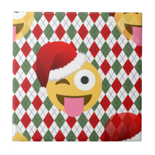 Carreau En Céramique santa claus wink emoji
