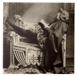 Carreau En Céramique Sarah Bernhardt (1844-1923) comme Hamlet dans le