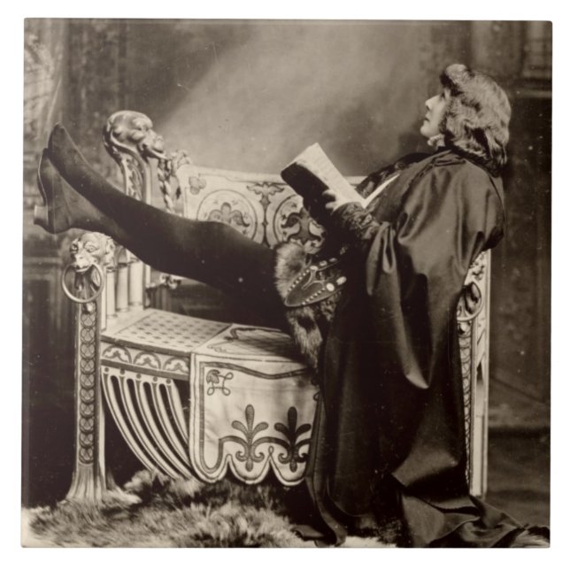 Carreau En Céramique Sarah Bernhardt (1844-1923) comme Hamlet dans le (Devant)