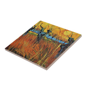 Carreau En Céramique Saules au coucher du soleil, Vincent van Gogh