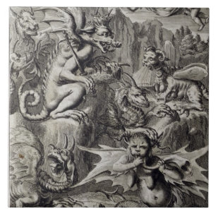 Carreau En Céramique Scène de l'enfer, illustration de partie Cha du