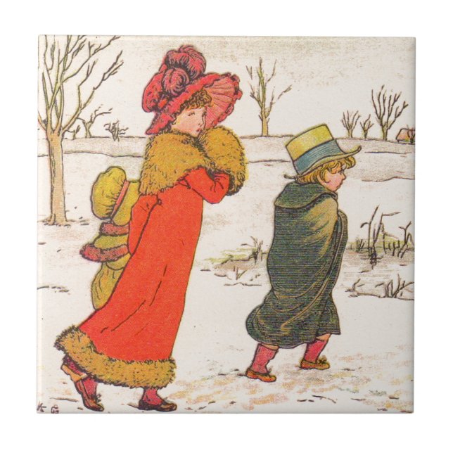 Carreau En Céramique Scène d'hiver de Kate Greenaway (Devant)