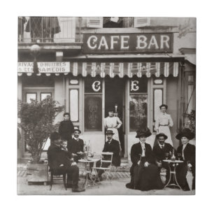 Carreau En Céramique Scène française de rue de barre de café