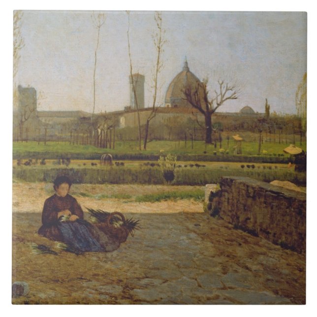 Carreau En Céramique Scène quotidienne, près de Florence, c.1865 (Devant)