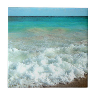 Carreau En Céramique Scène vibrante d'aquarelle de plage