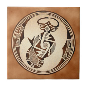 Carreau En Céramique Scorpion-Serpent-Poisson de Mimbres