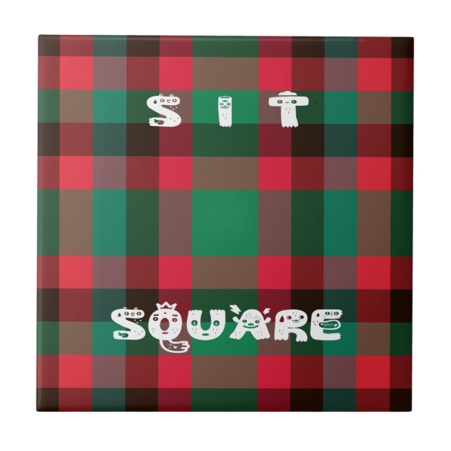Carreau En Céramique Scottish Royal À damiers Tartan Plaid avec texte (Devant)