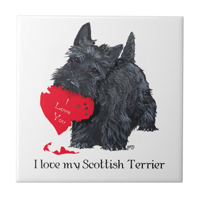 Carreau En Céramique Scottish Terrier Valentine (Devant)