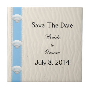 Carreau En Céramique Seashell Beach Wedding Enregistrer La Date