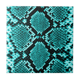 Carreau En Céramique Serpent à sonnette à sonnette de diamant Aqua