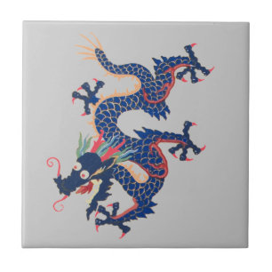 Carreau En Céramique Serpent asiatique chinois Qing fou bleu de dragon