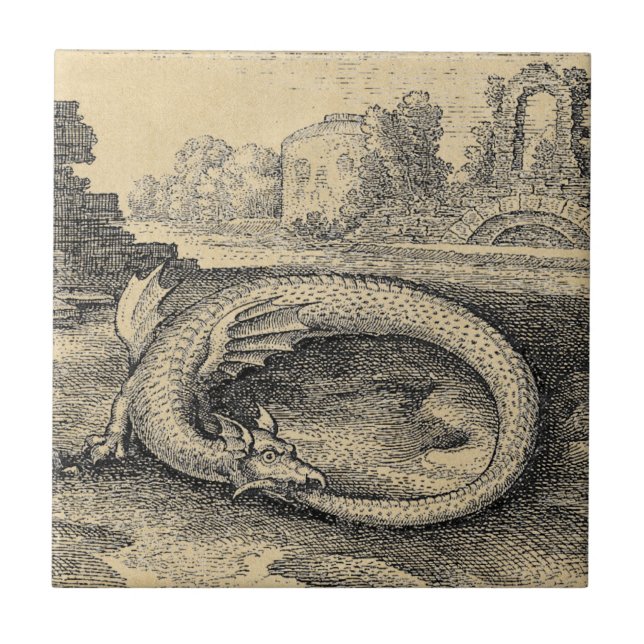 Carreau En Céramique Serpent d'Ouroboros de dragon (Devant)