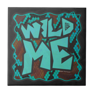 Carreau En Céramique Serpent Wild Me Impression Brown et Turquoise